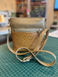 The Donna Crossbody Bag – Gold Ostrich & Croc Travel Purse with Pockets