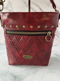 The Donna Crossbody – Deep Scarlet Multi-Pocket Travel Bag with Antique Gold Hardware