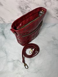The Donna Crossbody – Deep Scarlet Multi-Pocket Travel Bag with Antique Gold Hardware
