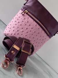 The Donna Crossbody – Pink & Purple Ostrich & Synthetic Leather Crossbody Bag with Multi-Pocket Design