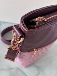 The Donna Crossbody – Pink & Purple Ostrich & Synthetic Leather Crossbody Bag with Multi-Pocket Design