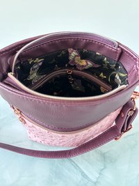 The Donna Crossbody – Pink & Purple Ostrich & Synthetic Leather Crossbody Bag with Multi-Pocket Design
