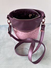 The Donna Crossbody – Pink & Purple Ostrich & Synthetic Leather Crossbody Bag with Multi-Pocket Design