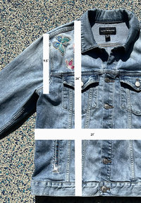 Custom Embroidered Dandy-Lion & Butterflies Denim Jacket with Genuine Crystals, Boho Women's One of a Kind Upcycled Denim Jacket