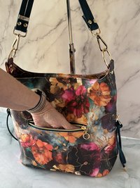 Midnight Bloom Semi-Slouchy Handbag one of a kind multi-color handbag