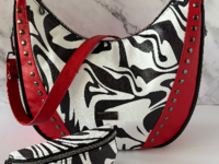 Custom Red, Black & White Slouchy Statement Handbag & Eye/Sun Glass case set - a standout piece to add to your wardrobe