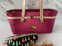 The “I’m Fabulous” Pink/Blush Croc/Ostrich Handbag with Sunglass/Eyeglass case