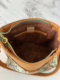 Green Snakeskin Shoulder Handbag - Premium Faux Leather