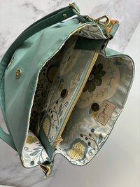 3-Piece Green Pastel Wintergreen Semi-Slouch handbag 3-piece set with wristlet and sunglass/eyeglass case included