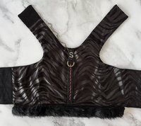 Fashion faux leather & suede dog harness with fur trim - with "S" initial in Austrian Crystals - for the small breed fashion lover