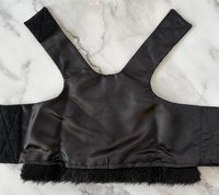 Fashion faux leather & suede dog harness with fur trim - with "S" initial in Austrian Crystals - for the small breed fashion lover