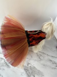 Little Miss Wildfire Harness Dress for small breed dog - with D-ring for walking on a leash