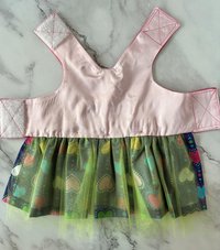 Tutu Cute Small Dog Harness Dress with solid cast D-ring -- embroidery, a built-in bling necklace and adorable skirt