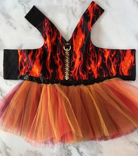 Little Miss Wildfire Harness Dress for small breed dog - with D-ring for walking on a leash