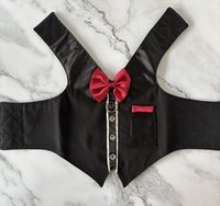 Tuxedo Time Dog Harness Vest with solid cast D-ring ... perfect for lunch out, or for the perfect wedding attire