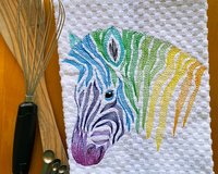 Embroidered Color Theory Zebra Dish Towel, Rainbow Kitchen Decor, Festive Kitchen Linens, Hostess or New Home Gift