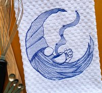 Sleepy Gnome Embroidered Dish Towel, Gnome Kitchen Linens Hostess or New Home Gift