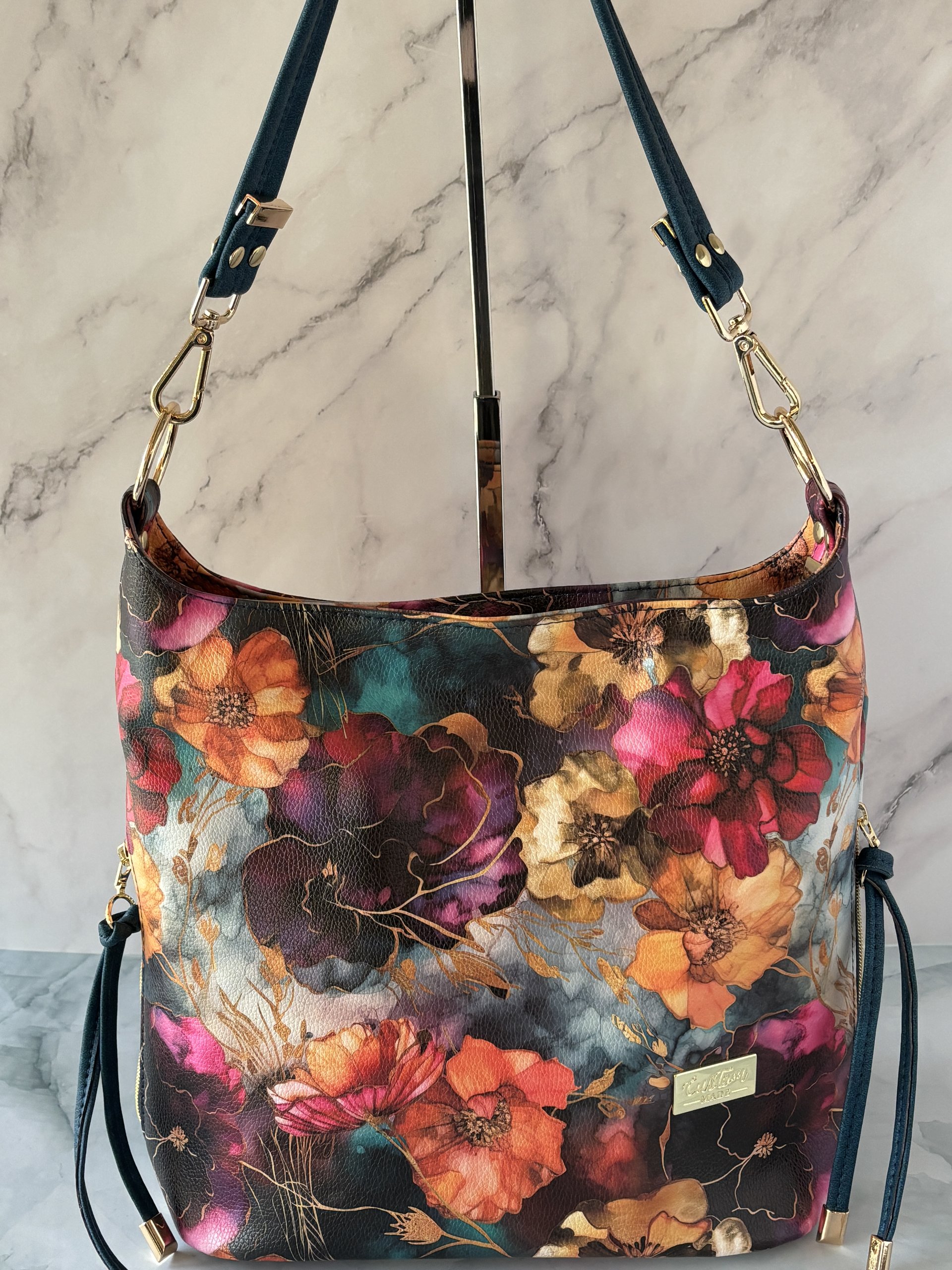 Midnight Bloom Semi-Slouchy Handbag one of a kind multi-color handbag