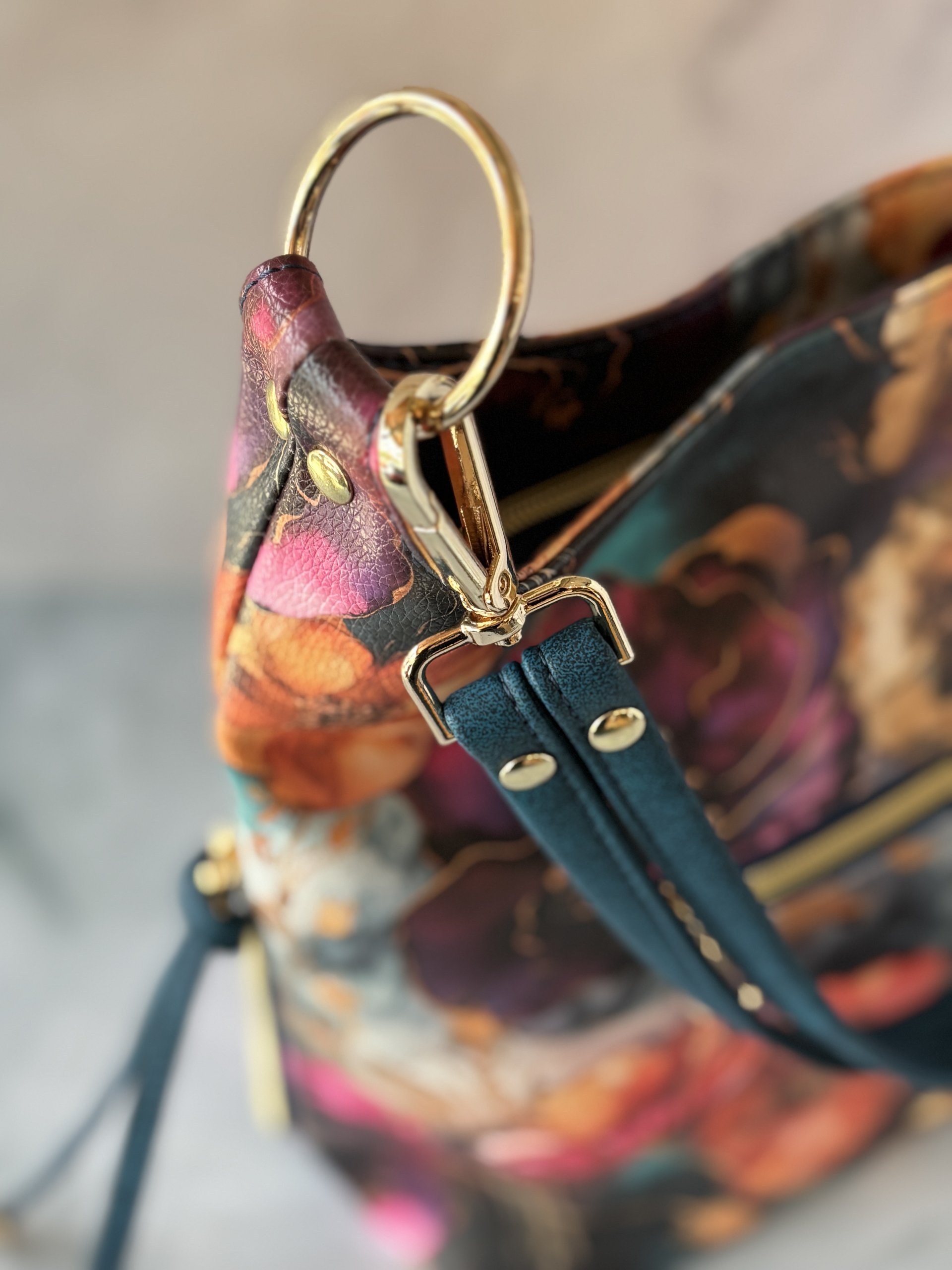 Midnight Bloom Semi-Slouchy Handbag one of a kind multi-color handbag