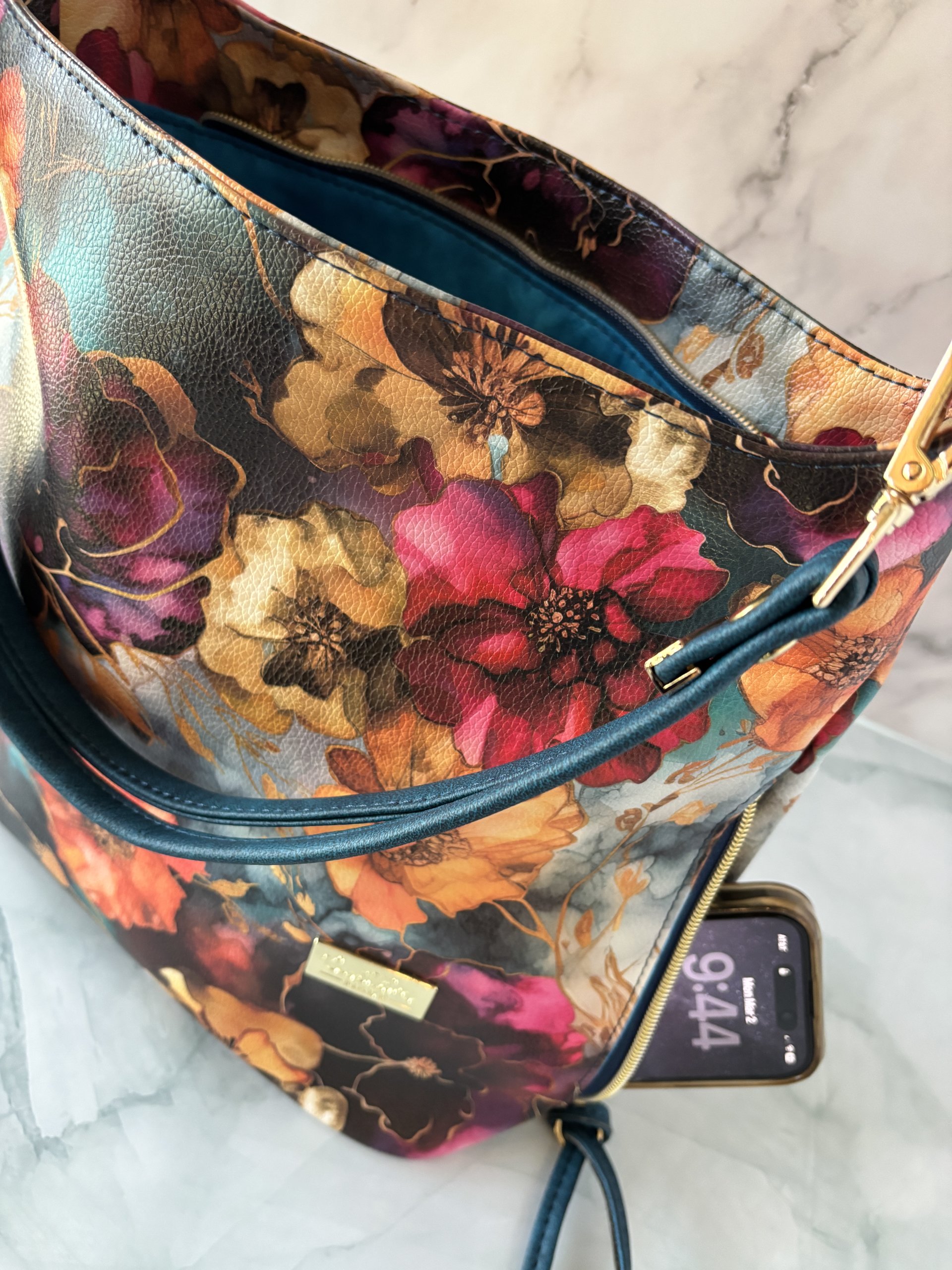 Midnight Bloom Semi-Slouchy Handbag one of a kind multi-color handbag