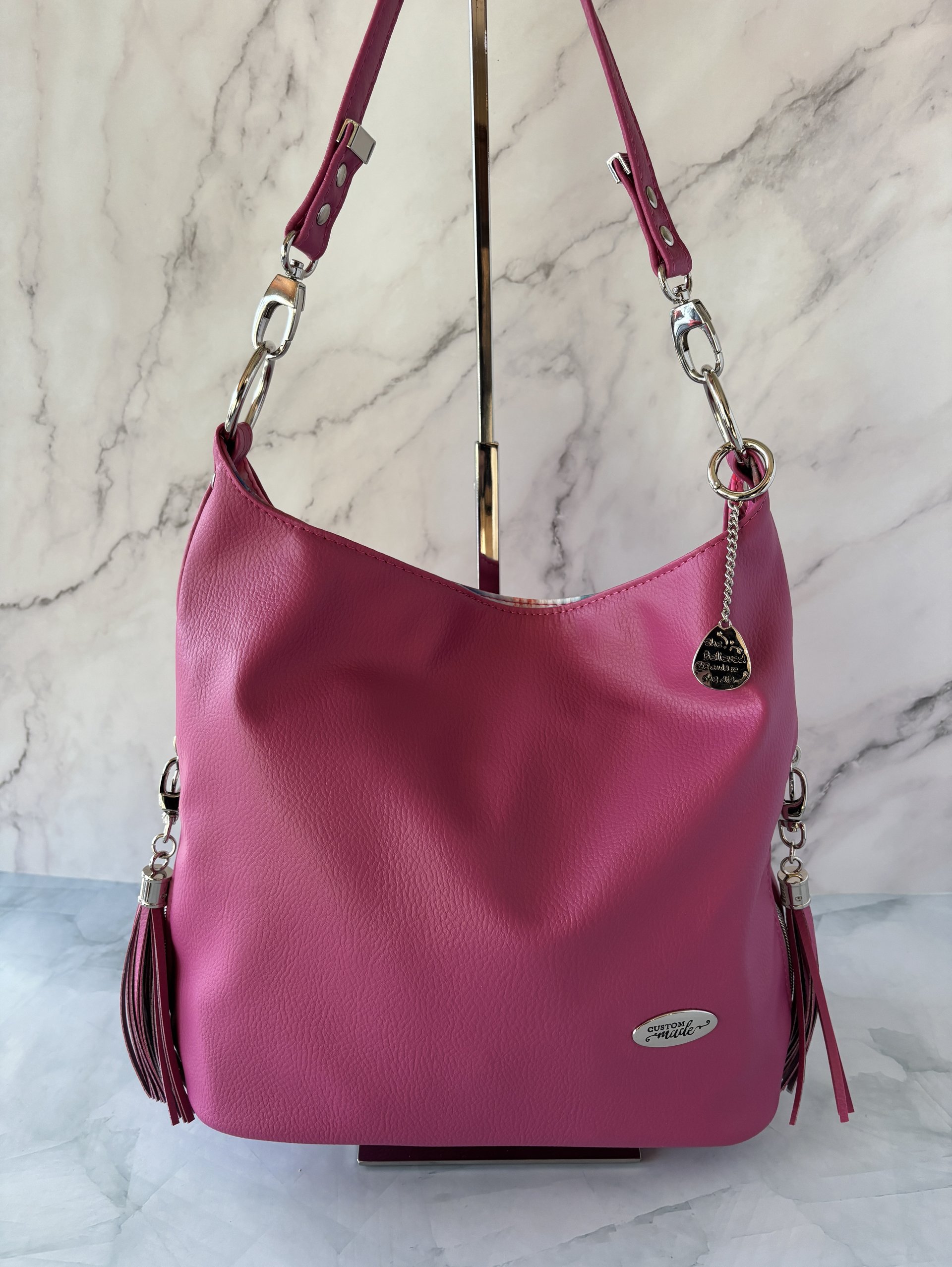 The Rebel Rose Slouchy Handbag in Honeysuckle Pink