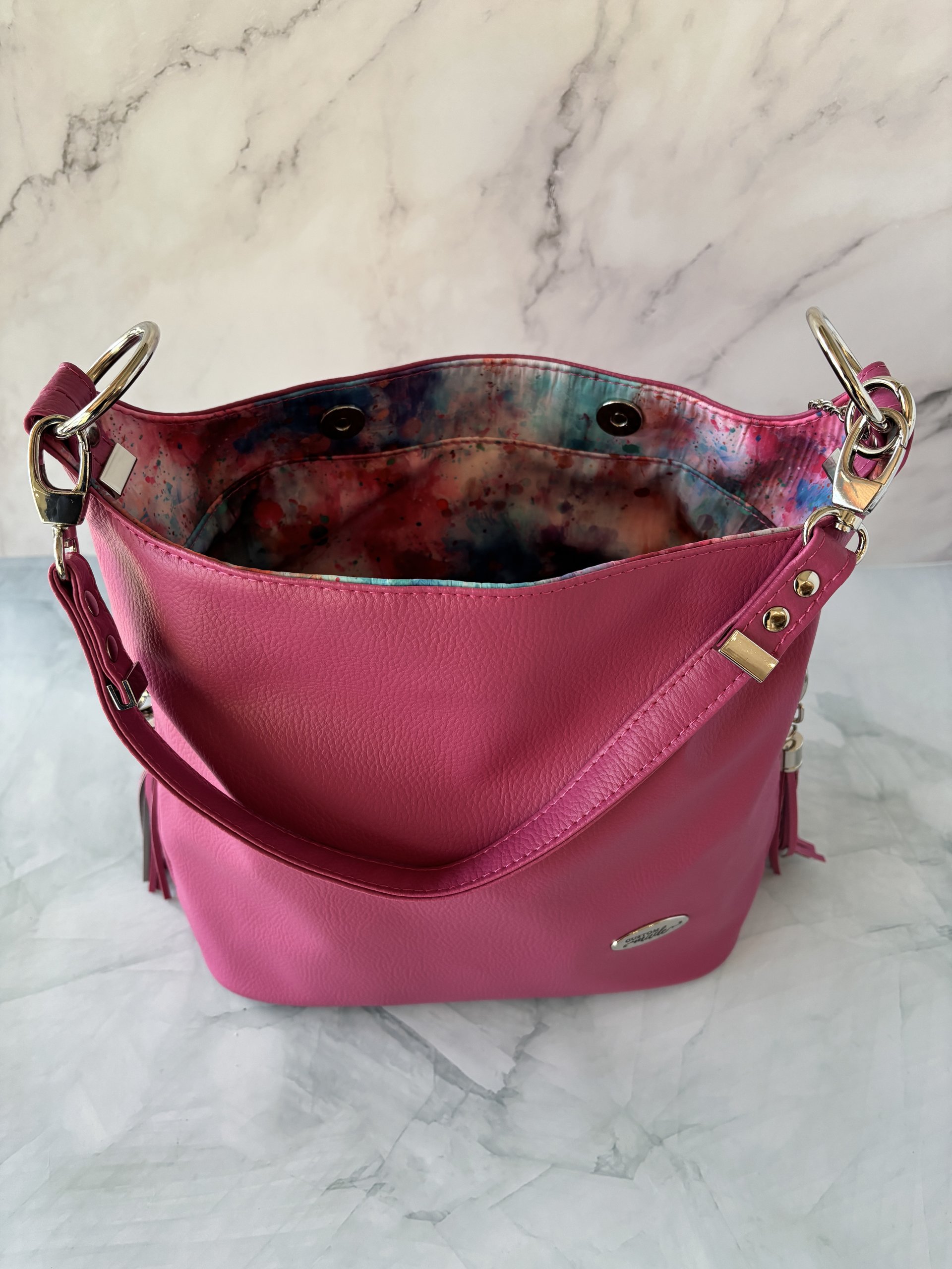 The Rebel Rose Slouchy Handbag in Honeysuckle Pink
