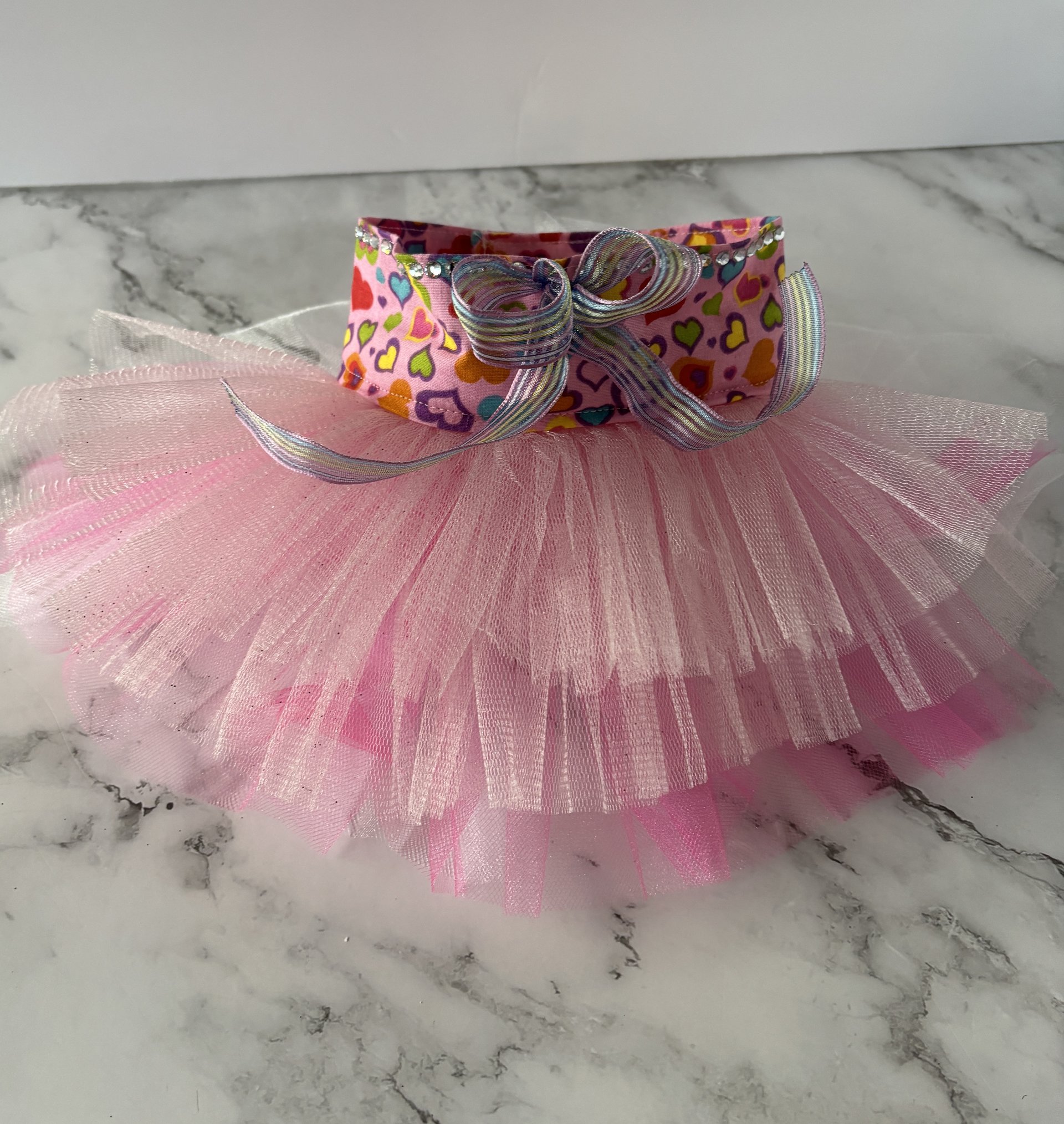 Heart and Love Pink Tutu skirt for small breed dog