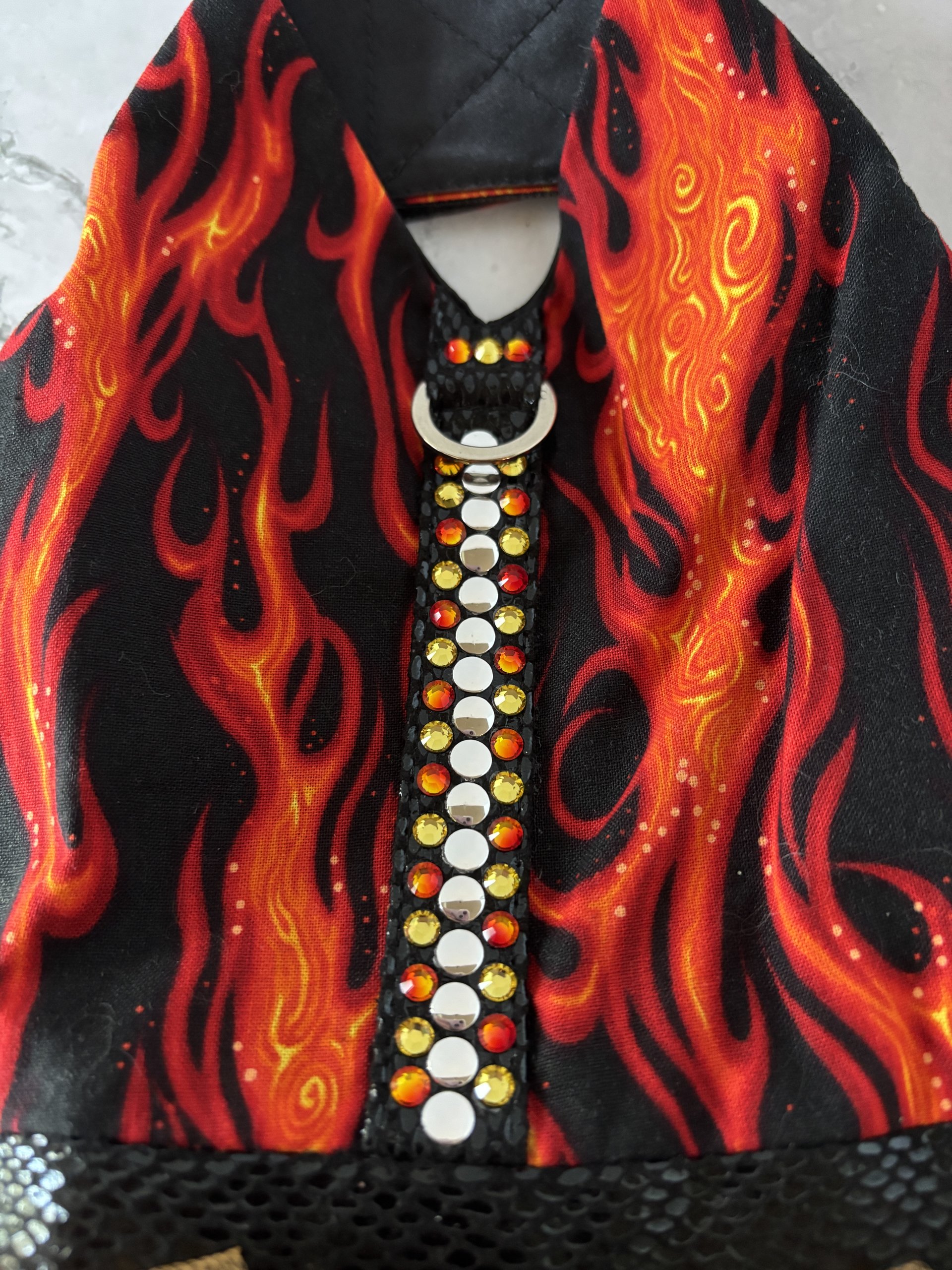 Little Miss Wildfire Harness Dress for small breed dog - with D-ring for walking on a leash