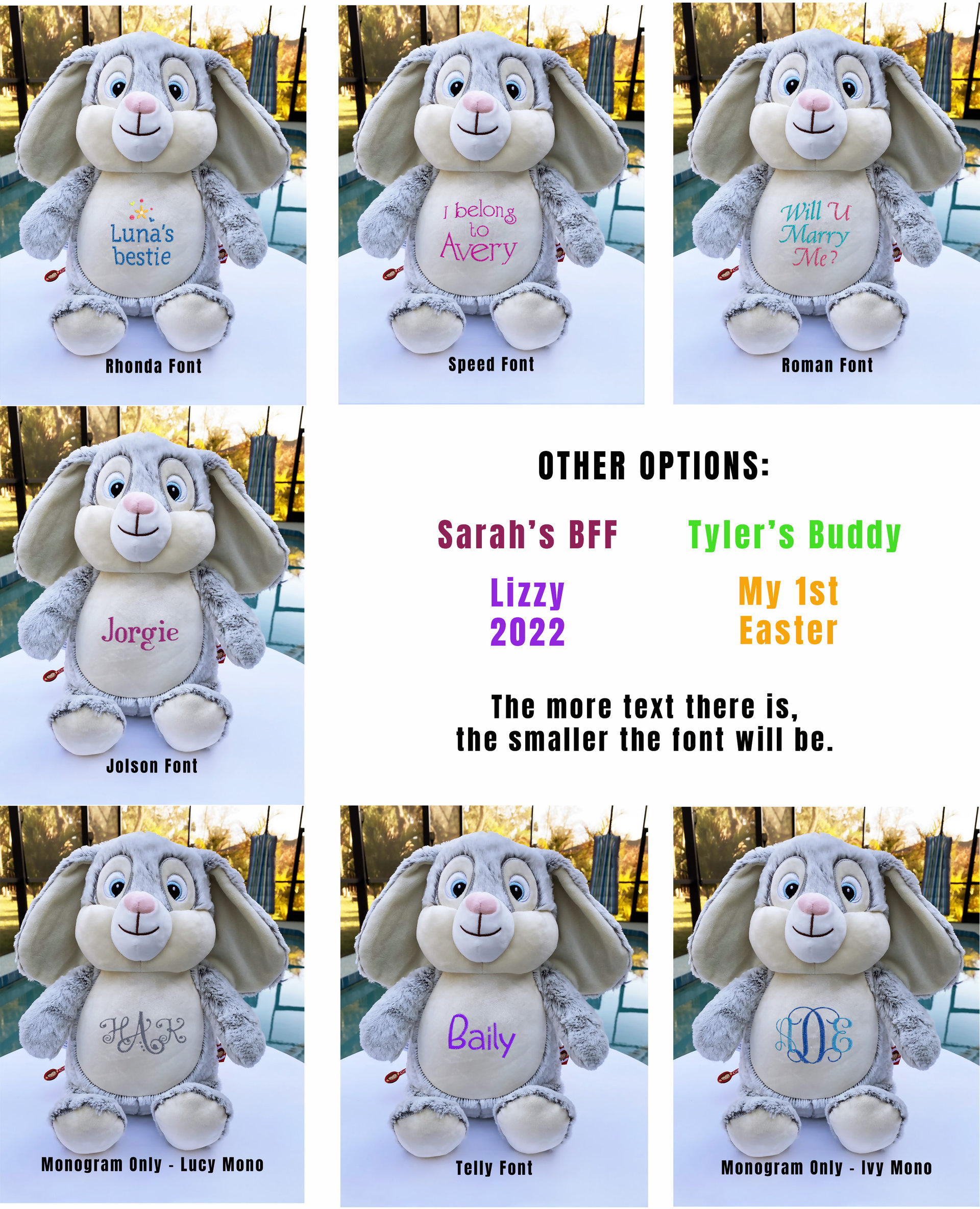 Custom Embroidered 17" Plush Bunny