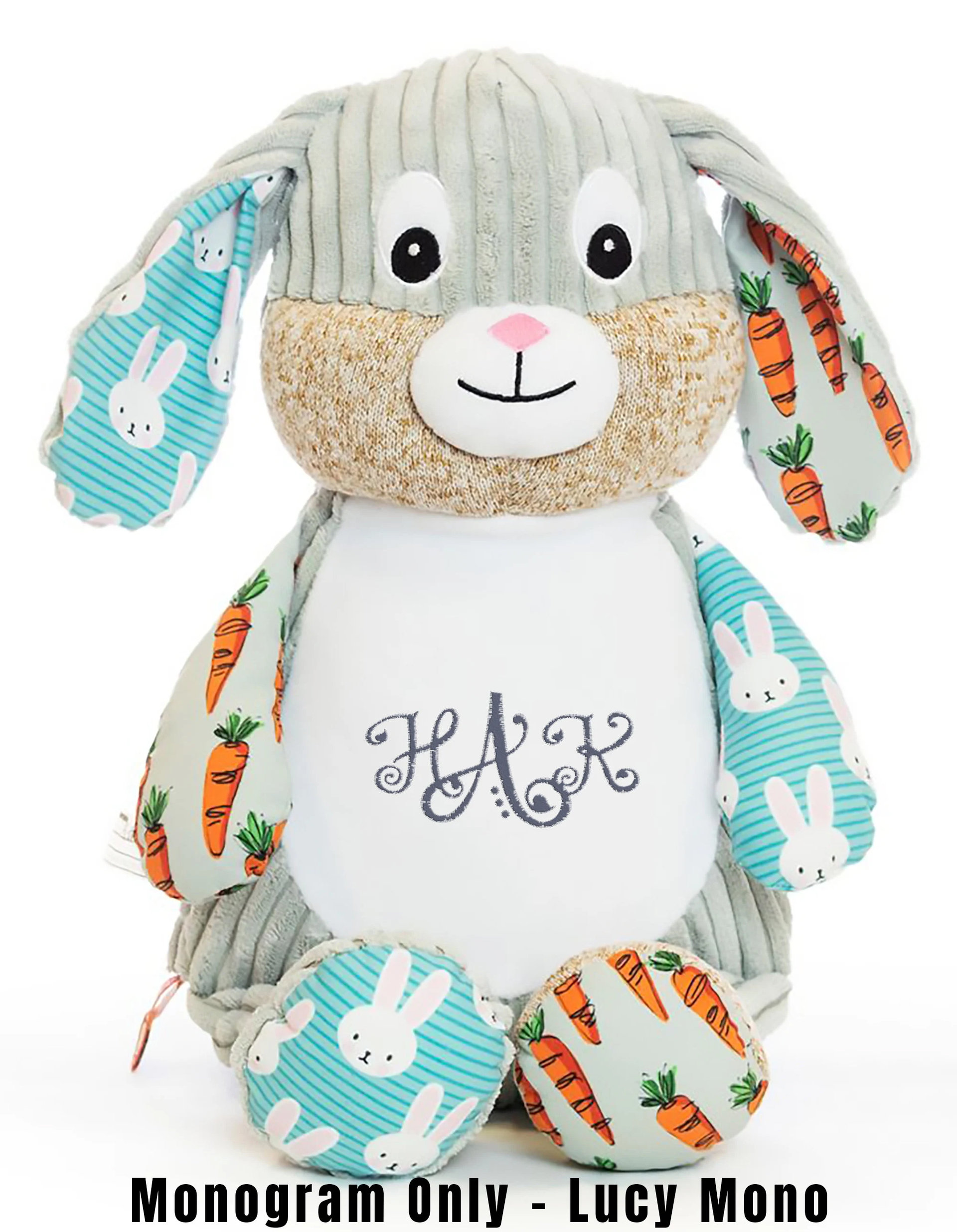 Personalized Harlequin Sensory Puppy or Bunny Rabbit embroidered