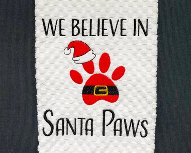 Embroidered Puppy Christmas Dish or Hand Towel,  Great Gift for Dog Lover / Hostess Gift