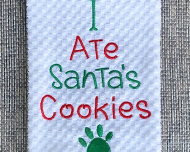 Embroidered Oooops! Christmas Dish or Hand Towel, Great Gift for Dog Lover / Hostess Gift